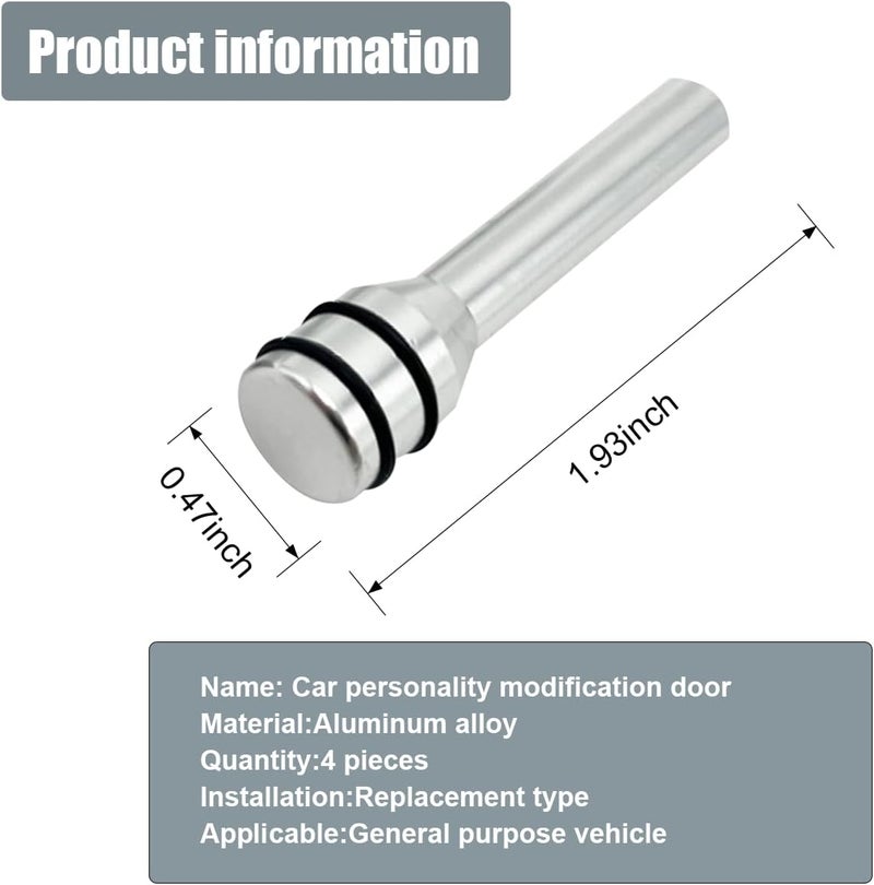 ZIMISI 4PCS Car Door Lock Knobs, 1.93" x 0.47" Safety Door Lock Cover, Aluminum Alloy Car Inner Door Pull Pins Replacement, Door Lift Bolt Decorative Accessory for Cars, SUVs, Trucks (Silver) - Image 2